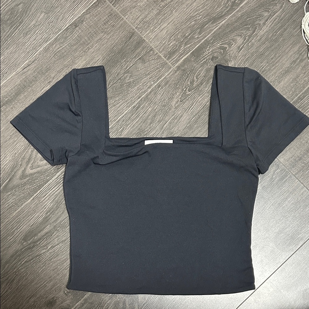 Aritzia Black Square Neck Blouse